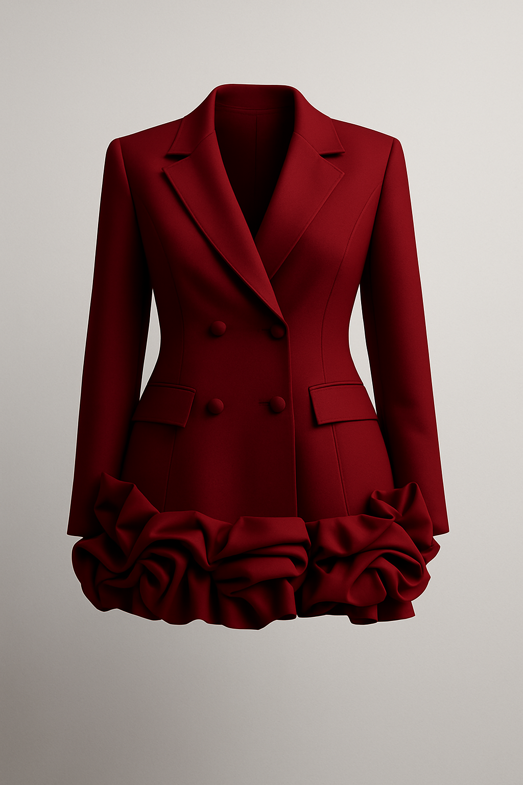 Ruffle Hem Double-Breasted Blazer Dress
