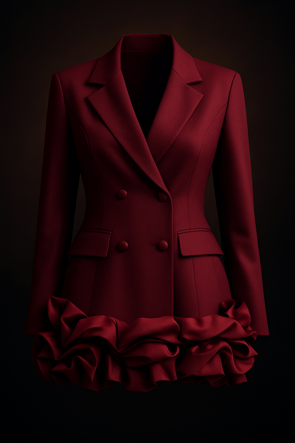 Ruffle Hem Double-Breasted Blazer Dress